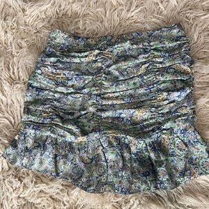 Zara Blue and Green Bubble Mini Skirt Ruched Ruffled Cocktail